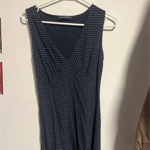 Brandy Melville Navy with White Polka Dot Midi Dress